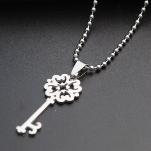 10 Stainless steel retro flower key necklace love heart lock unique symbol snowflake unlocking tool hollow key love jewelry