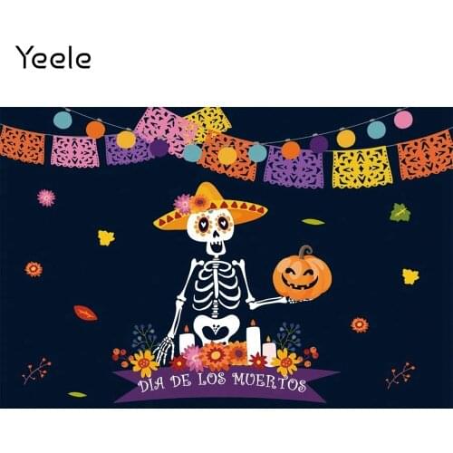 Yeele Day Of The Dead Backdrop Mexican Fiesta Sugar Skull Flower Photography Background Dia DE Los Muertos Party Photo Studio