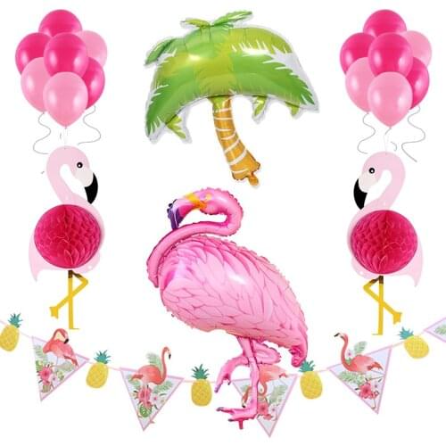 Hawaiian Party Decorations Pineapple Palm Leaf Flamingo Party Balloon Supplies Hawaii Tropical Birthday Party Decoration