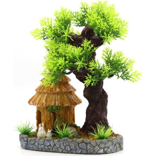 1Pcs Artificial Plastic Pine Tree Aquarium Decor Accessories Home Office Hotel Decoration Fish Tank Rockery Bonsai Ornament