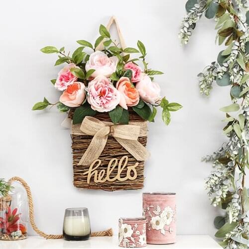 Artificial Flowers Wall-Mounted Potted Plants Decorative Pendant Hanging Artware For Living Room Bedroom