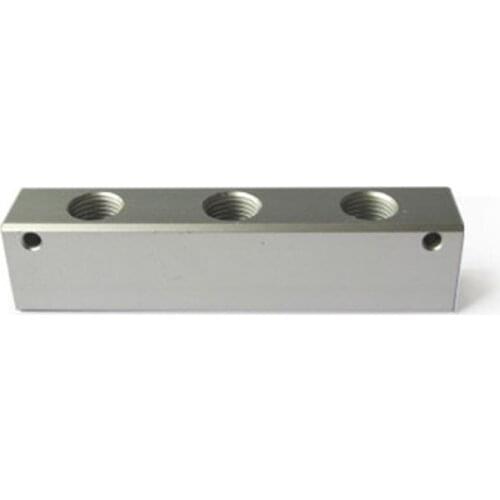 Manifold Block Splitter G1/4" BSP 3 Way 5 Port Solid Aluminum Pneumatic Air Manifold Block Splitter