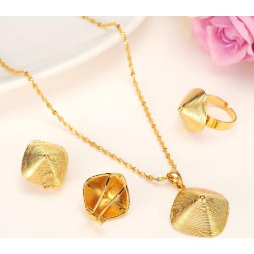 Ethiopian Jewelry sets Pendant Necklaces/Earrings/Ring Ethiopia Gold Africa Brial Wedding Eritrea Set Gift