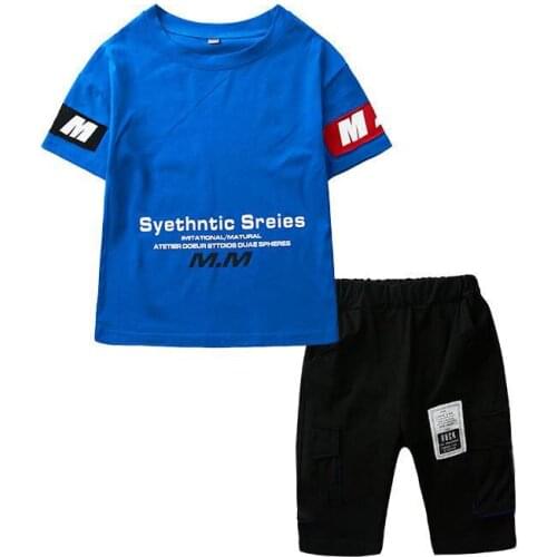 Boys' Sets Short Sleeve T Shirt +pant 2pc Sport Suit Summer Clothes Childrens Wear Boys' Foreign Style 5 6 7 8 9 10-12 Ages