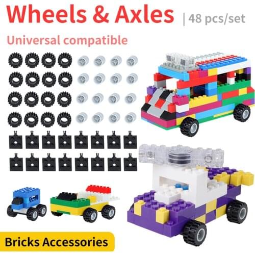 Building block car wheel axle door and window supplementary set accessories childrens creative building block toy gift DIY toy