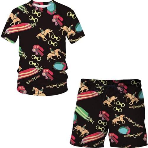 3D print Luxury Men/Women Shorts + T shirt Suit Sets Animal Casual Short Pants Beach kids board shorts New Summer swimwear Tops