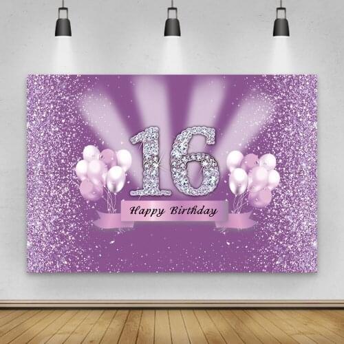 Laeacco Celebrate 16th 20 30 Birthday Party Post Banner Photography Backdrop Diamond Balloons Glitters Background Photo Studio