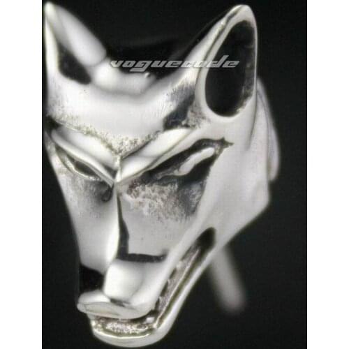925 Sterling Silver Wolf Earring Mens Biker Rock Punk Stud Earring 8M002