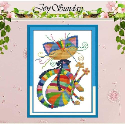 Colorful cat Patterns Counted Cross Stitch 11CT 14CT Cross Stitch Set Wholesale Cartoon Cross-stitch Kit Embroidery Needlework