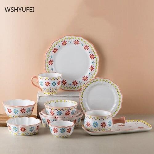 Small fresh ceramic tableware exquisite breakfast set exquisite small fresh household oatmeal milk cup dessert salad plate