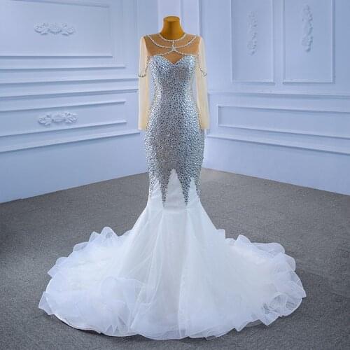 No.67328 Arabic Luxurious Lace Beaded Wedding Dresses Mermaid Sweetheart Bridal Vintage Wedding Gowns Robe De Soiree De Mariage