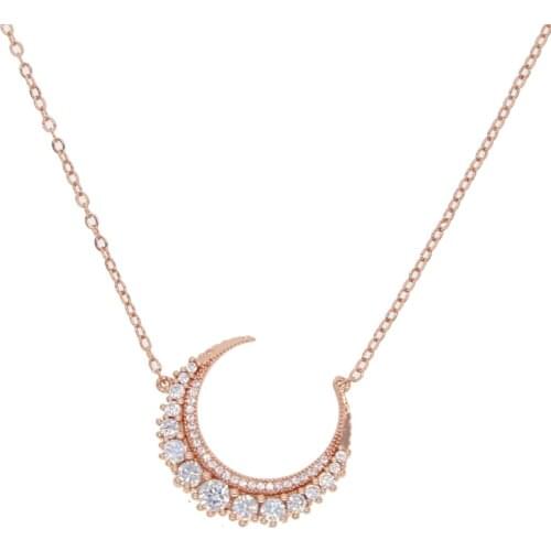 Necklaces & Pendant For Women Girl Fashion Long Chain CZ MOON Necklaces Party Custom Jewelry Christmas Valentine Gifts