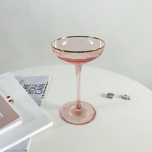 Nordic Pink Tea Water Whiskey Shot Wine Glasses For Drinking Rum Tall Transparent Wedding Glass Champagne Retro Cup