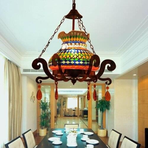 Glass Mosaic Pendant Light Turkish lamp Colorful Restaurant Cafe Internet Bohemia Cafe Decoration Bar Thai Light LU726249