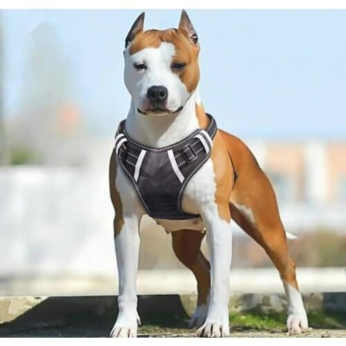 Pet Supplies Breathable Material Large Dog Harness Vest Soft Adjustable Reflective Durable Harness For Large Pet Dogs