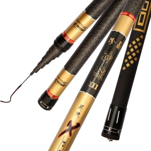 CJ High-end telescopic high carbon ultralight hard pole 8M 9M 10M 11M 12M 13M long section Hand fishing rod spare 1-2 sections