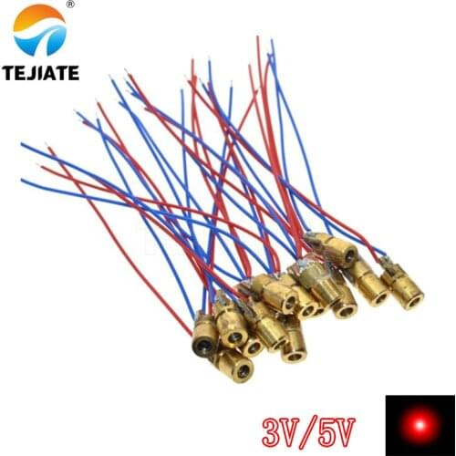 10pcs laser diode 650nm 6mm 3V/5V 5mW Adjustable Laser Dot Diode Module Red Copper Head