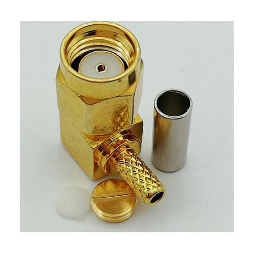 10pcs RP-SMA Plug female pin right angle Crimp for LMR100 RG316 RG174 RF adapter wholesale