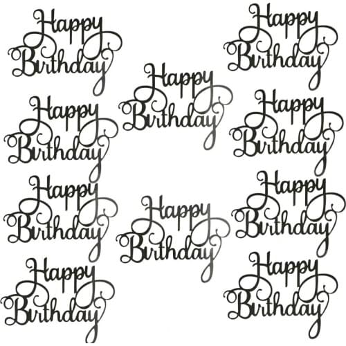 10pcs Cake Decoration Happy Birthday Glitter Calligraphy Bling Sparkle Decoration Sign Happy Birthday Cake Topper Birthday Decor