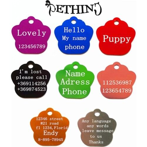 2pcs/lot Free Personalized engraving pet id tags dog cat tag dog identification customized name address telephone any text