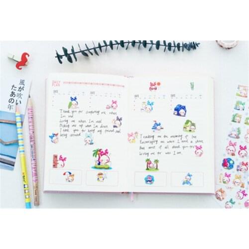 6 Pcs/pack Lovely Scarf Pet Rabbit PVC Album Sealing Stickers Diary Sticker Scrapbooking Decoration PVC Stationery Stickers