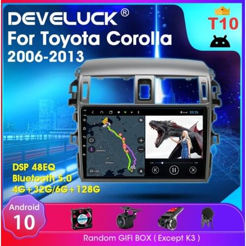Android 10.0 for Toyota Corolla E140 E150 2006 - 2013 Car Radio Multimedia Player Navigation GPS 2 Din 4G Carplay Stereo DVD