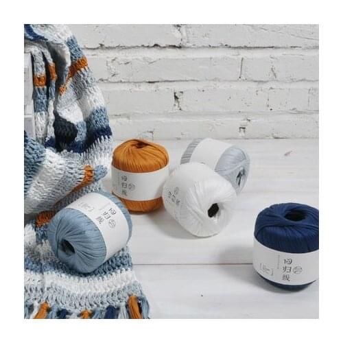 Free shipping 300g(50g*6pcs) 100% Cotton Mercerized Cotton Crochet Thread Flat Belt Yarn Woven Wire Hand Knitting Wool Yarn