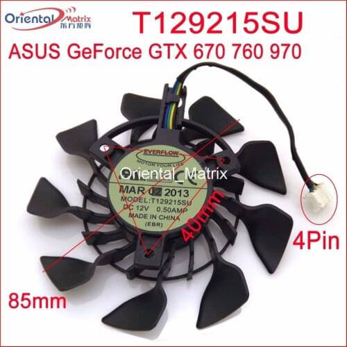 Free Shipping T129215SU 12V 0.5A 85mm For ASUS GTX670 GTX760-DCMOC-2GD5 GTX 970 Mini Graphics Card Cooler Cooling Fan