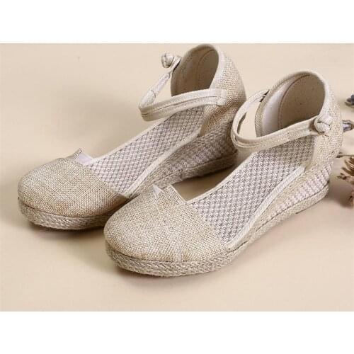 YourSeason Ladies Plain Linen Shoes Wedge Espadrilles Platforms Comfort Bohemian Women Casual Summer Sandals 6cm Heel