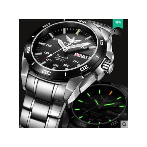 Yelang Automatic watch Tritium Ligth T100 Japan TOP 24Jewels Movement Waterproof 100m Date Day Sapphire Swim Watch