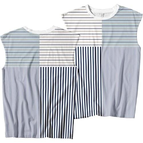 Women Men Striped Patchwork Print Vest Summer Couple T-Shirts Streetwear Harajuku Casual Sleeveless Tank Tops Large Size S-6XL