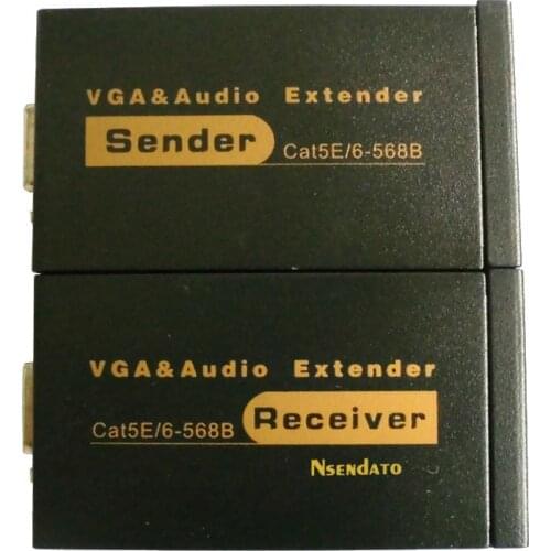 Dual Video VGA Extender 100M with Audio Cat 5e/6 VGA UTP Extender Sender Reciver for Monitors Projector HDTV