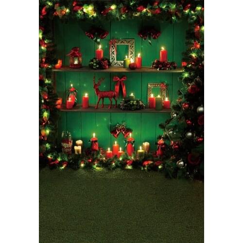 Photo Backdrop Winter Flashing Candle Elk Pine Tree Leaves Family Shoot Photozone Photography Background Photocall Photo Studio