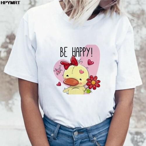 Kawaii Anime duck Printed T Shirt Women Harajuku Aesthetic TShirt Fashion Cute Graphic Short sleeve Loose T-shirt Female Top Tee
