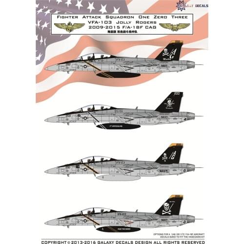 GALAXY Model G72002 1/72 Scale US Navy F/A-18F VFA-103 Jolly Rogers Decal 2009-2015 for Hasegawa Model