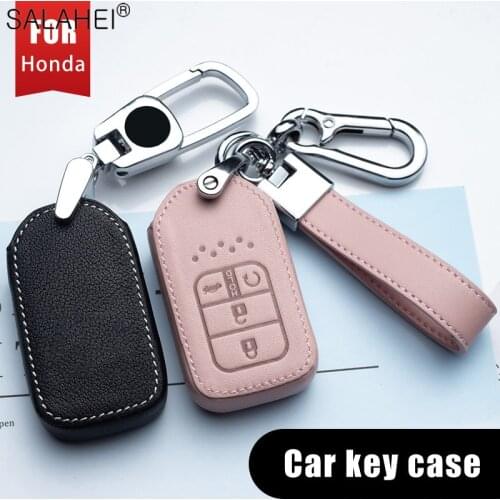 Leather Car Key Case Full Remote Shell For Honda Accord 9 Civic CR-V XR-V MK10 Spirior Pilot Fit City Freed Jade Vezel Oddssey