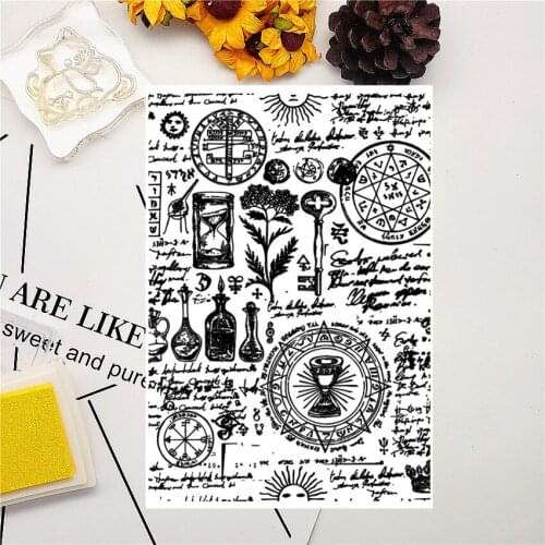 11*16CM Magic Ritual Text Transparent Clear Stamps / Silicone Seals Roller Stamp For DIY Scrapbooking Photo Album/Card Making