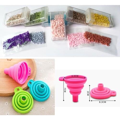 Mini foldable silicone portable funnel Diamond Painting Accessories Bead Container Diamond Embroidery Environmental protectTool