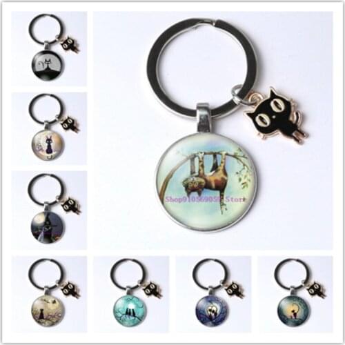 Fashion Lovely Cartoon Cats Keychain I Love My Cat Purse Key Chain Ring Jewelry for Lovely Women and Girls