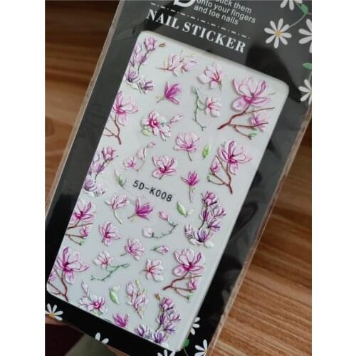 Flower Gardenia adhesive 5D nail sticker foil for nails art decoration cute cartoon designs nail decals manicure supplies tool