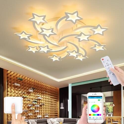 New Modern Bedroom Living Room Chandelier Dining Room Intelligent Remote Control Ceiling Light LED Bulbs