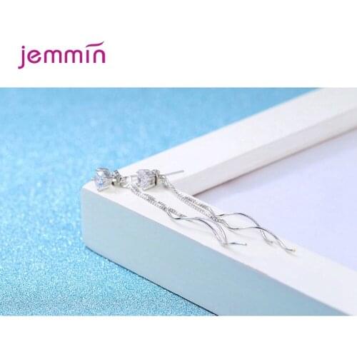 New Arrival Personality Luxury Four Claws 925 Sterling Silver S-Wave Long Dangle Earrings For Women Engagement Party Pendientes