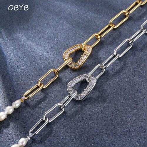 Imitation Pearl Chain Necklace for Women Fashion Punk Metal Stainless Steel Long Choker Necklace Fashion Jewelry for Women Gifts