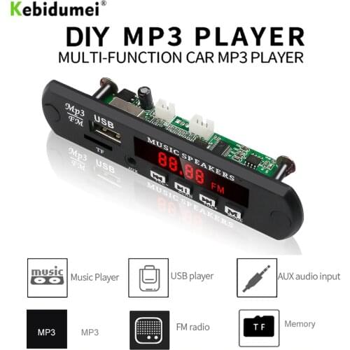 KEBIDU 12V USB Mp3 Module No Bluetooth MP3 WMA Decoder Board Audio Module FM AUX USB TF Radio For Car Remote Music Speaker