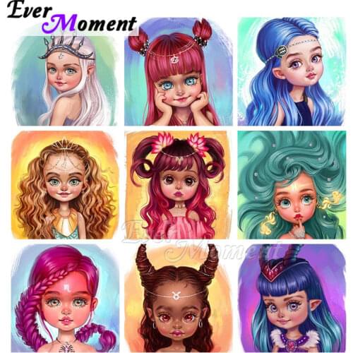 Ever Moment Diamond Painting Full Square Resin Drill Wall Decoration Constellation Girl Paint By Diamond Handmade Gift ASF2266