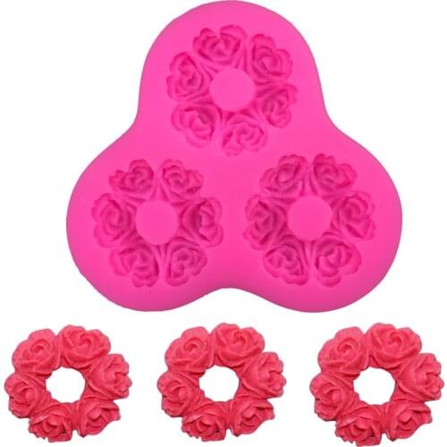 Rose garlands shaped 3D Reverse sugar molding Food Grade silicone mould polymer clay molds chocolate cake decoration tools F0258