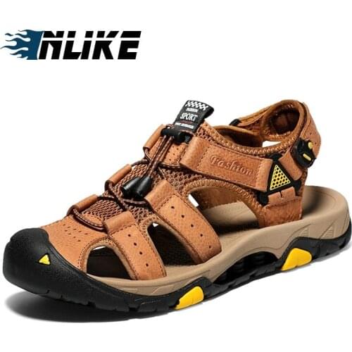 Genuine Leather Men Shoes Summer New Large Size Mens Sandals