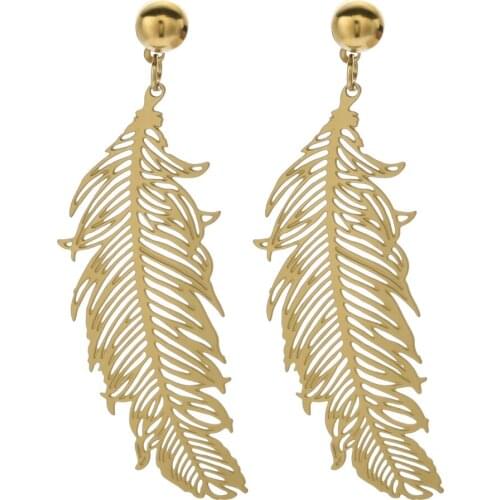 New fashion temperament real gold feather long Tassel Earrings for women / Girls Wedding Party Jewelry Earrings ER-501