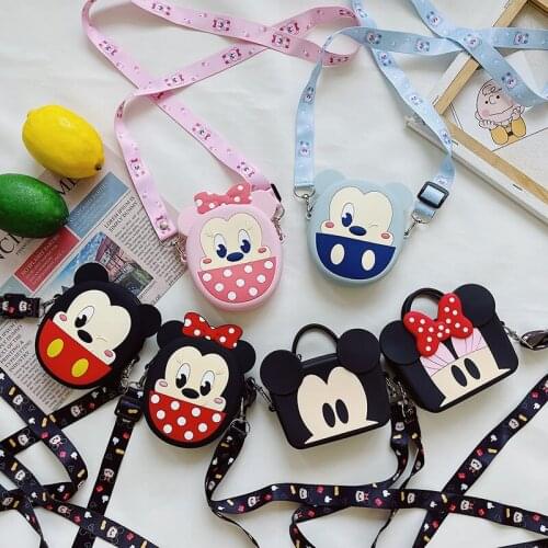 Disney Mickey Minnie silicone bag cartoon coin purse cute messenger children gift backpack waterproof kindergarten school bag