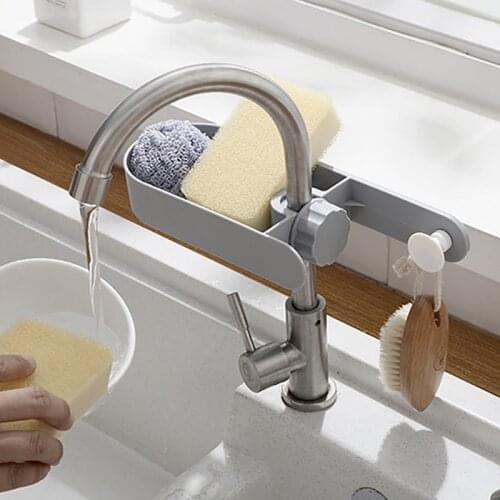 Kitchen Storage Rack Sink Drain Shelves Sponge Storage Faucet Holder Soap Drainer Shelf Basket Organizer Bathroom Accessories